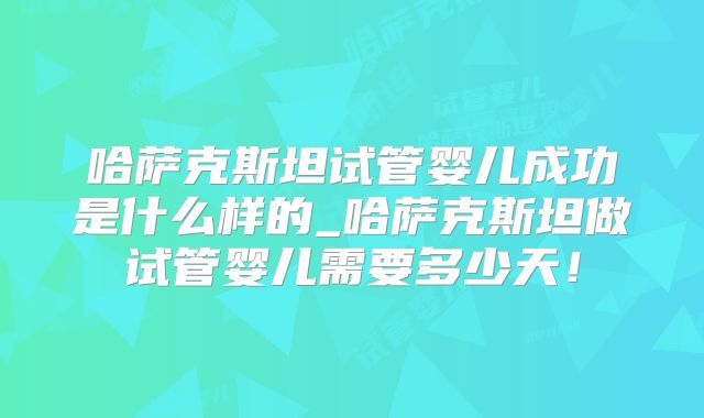 哈萨克斯坦试管婴儿成功是什么样的_哈萨克斯坦做试管婴儿需要多少天!