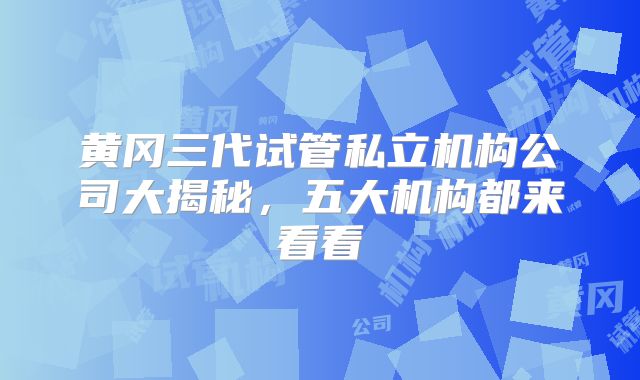 黄冈三代试管私立机构公司大揭秘,五大机构都来看看