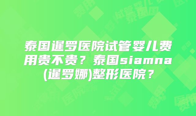 泰国暹罗医院试管婴儿费用贵不贵？泰国siamna(暹罗娜)整形医院？