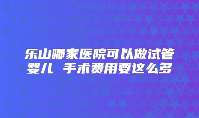 乐山哪家医院可以做试管婴儿 手术费用要这么多