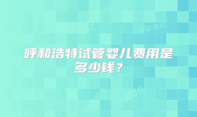 呼和浩特试管婴儿费用是多少钱？