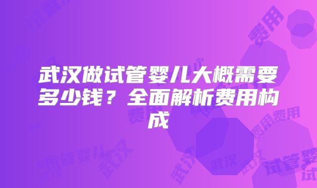 武汉做试管婴儿大概需要多少钱？全面解析费用构成