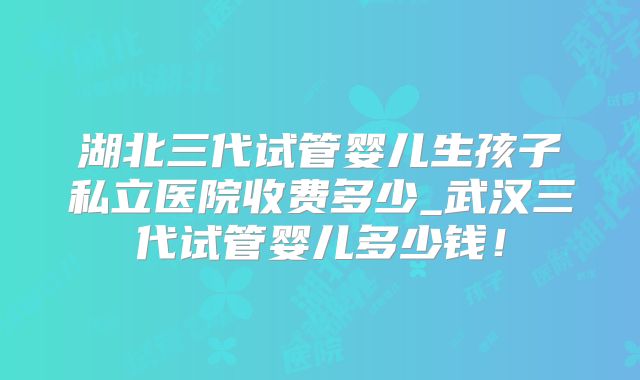湖北三代试管婴儿生孩子私立医院收费多少_武汉三代试管婴儿多少钱!