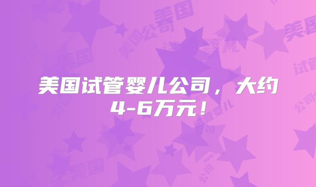 美国试管婴儿公司，大约4-6万元！
