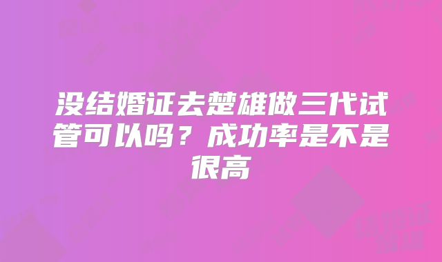 没结婚证去楚雄做三代试管可以吗?成功率是不是很高