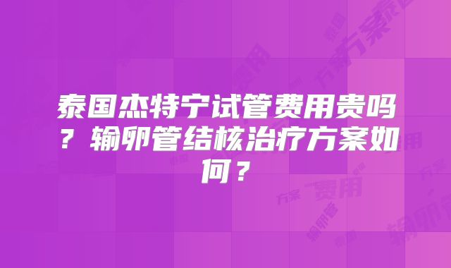 泰国杰特宁试管费用贵吗？输卵管结核治疗方案如何？