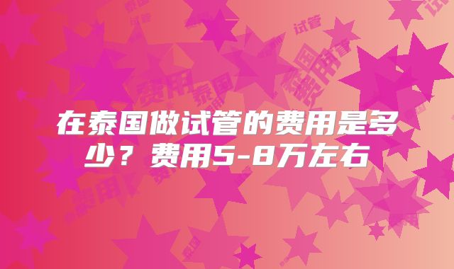 在泰国做试管的费用是多少？费用5-8万左右