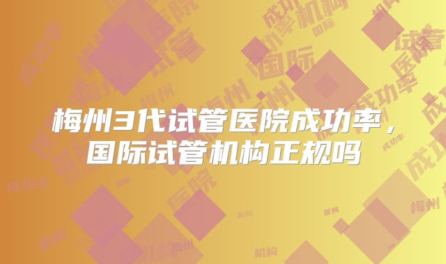 梅州3代试管医院成功率,国际试管机构正规吗