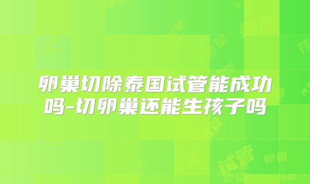卵巢切除泰国试管能成功吗-切卵巢还能生孩子吗