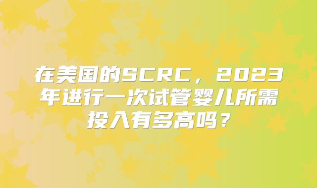 在美国的SCRC，2023年进行一次试管婴儿所需投入有多高吗？