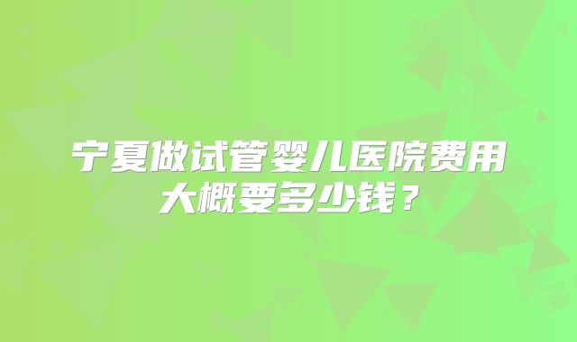 宁夏做试管婴儿医院费用大概要多少钱？