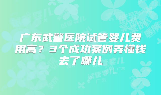 广东武警医院试管婴儿费用高？3个成功案例弄懂钱去了哪儿
