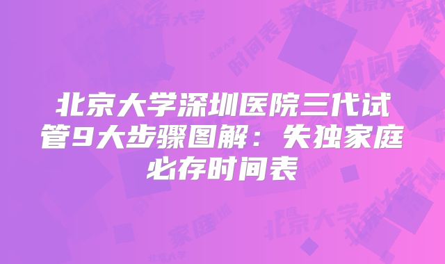 北京大学深圳医院三代试管9大步骤图解：失独家庭必存时间表