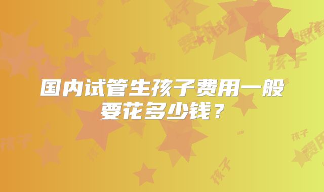 国内试管生孩子费用一般要花多少钱?