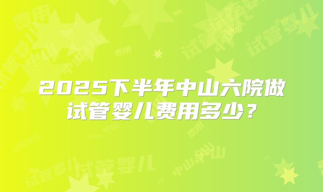2025下半年中山六院做试管婴儿费用多少？