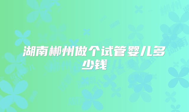 湖南郴州做个试管婴儿多少钱