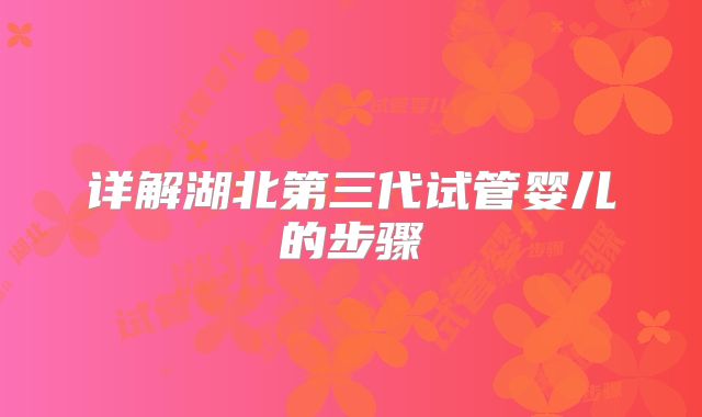 详解湖北第三代试管婴儿的步骤
