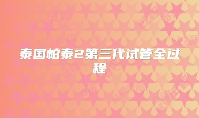 泰国帕泰2第三代试管全过程