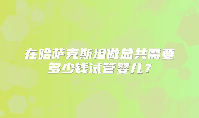 在哈萨克斯坦做总共需要多少钱试管婴儿？