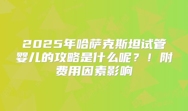 2025年哈萨克斯坦试管婴儿的攻略是什么呢？！附费用因素影响