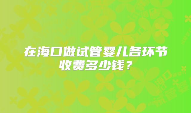 在海口做试管婴儿各环节收费多少钱？