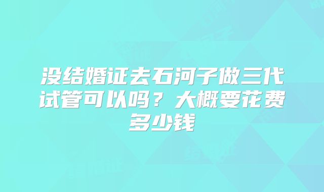 没结婚证去石河子做三代试管可以吗？大概要花费多少钱