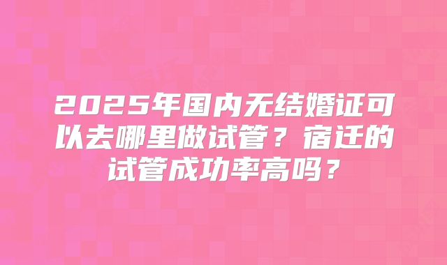 2025年国内无结婚证可以去哪里做试管？宿迁的试管成功率高吗？