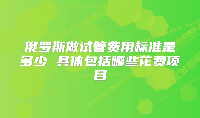 俄罗斯做试管费用标准是多少 具体包括哪些花费项目