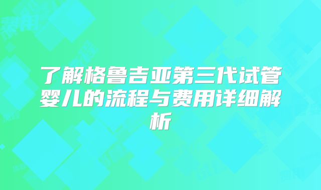 了解格鲁吉亚第三代试管婴儿的流程与费用详细解析