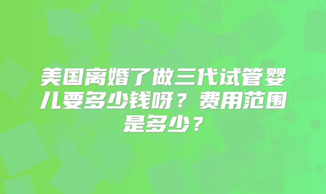 美国离婚了做三代试管婴儿要多少钱呀？费用范围是多少？