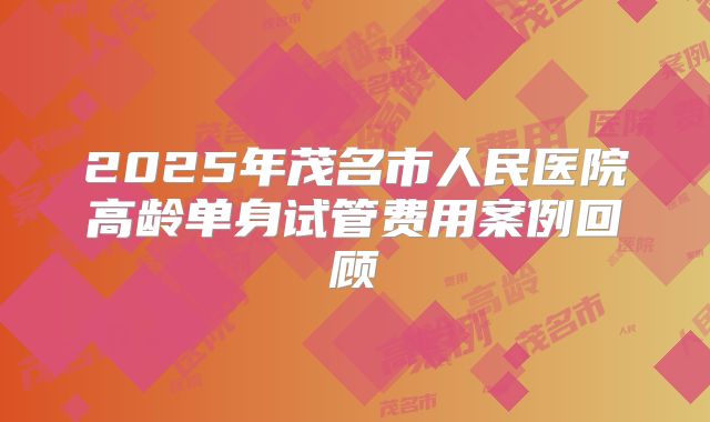 2025年茂名市人民医院高龄单身试管费用案例回顾