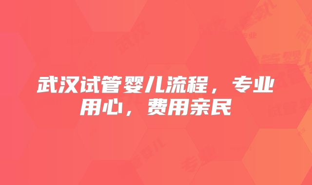 武汉试管婴儿流程，专业用心，费用亲民