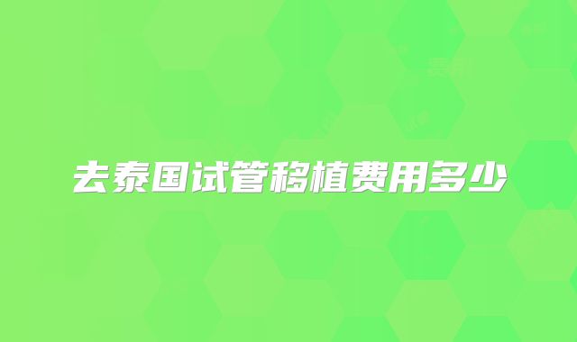 去泰国试管移植费用多少