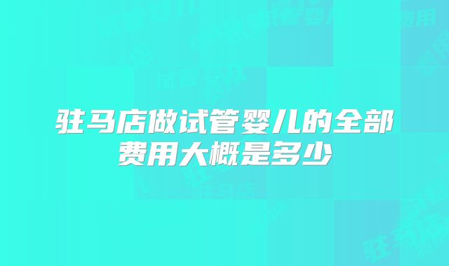 驻马店做试管婴儿的全部费用大概是多少
