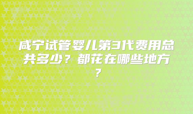 咸宁试管婴儿第3代费用总共多少？都花在哪些地方？