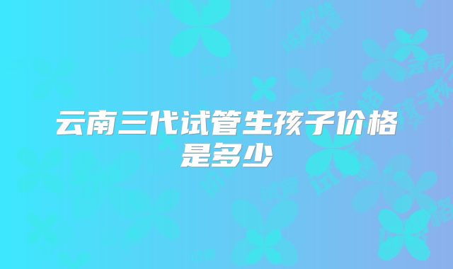 云南三代试管生孩子价格是多少