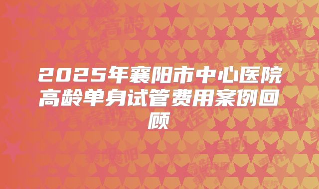 2025年襄阳市中心医院高龄单身试管费用案例回顾