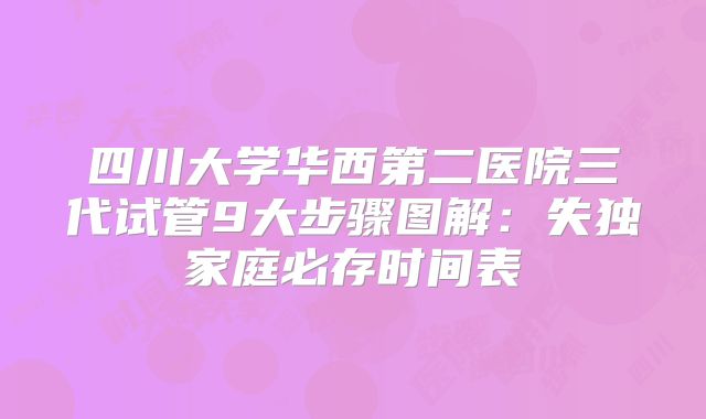 四川大学华西第二医院三代试管9大步骤图解：失独家庭必存时间表