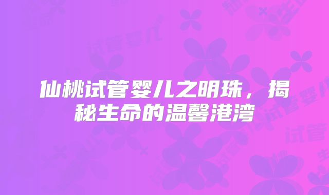 仙桃试管婴儿之明珠，揭秘生命的温馨港湾