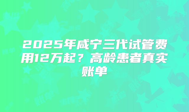 2025年咸宁三代试管费用12万起?高龄患者真实账单