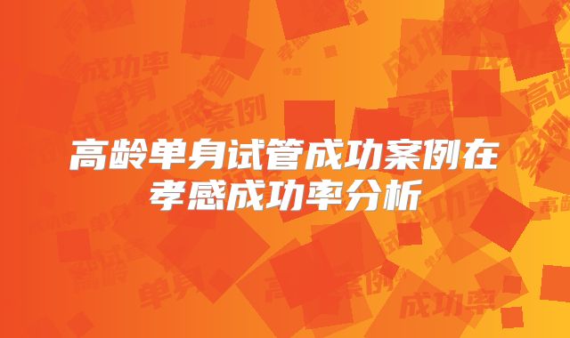 高龄单身试管成功案例在孝感成功率分析