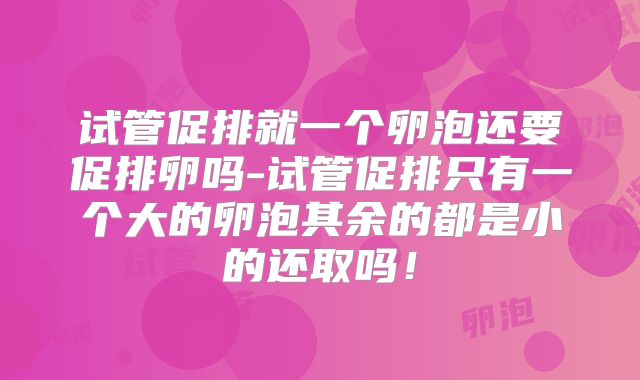 试管促排就一个卵泡还要促排卵吗-试管促排只有一个大的卵泡其余的都是小的还取吗！