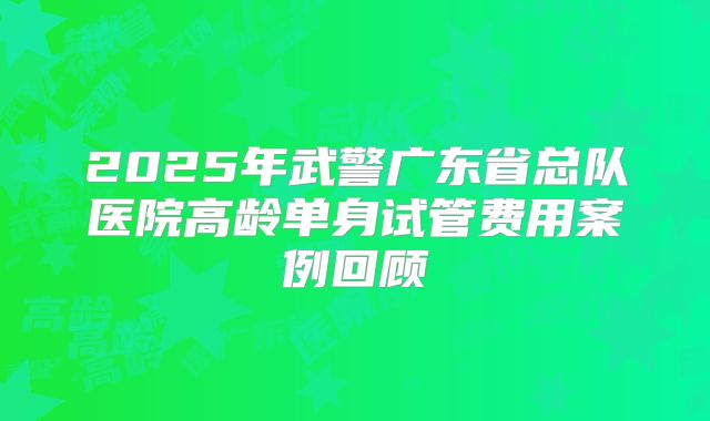 2025年武警广东省总队医院高龄单身试管费用案例回顾