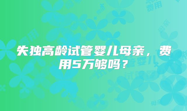 失独高龄试管婴儿母亲,费用5万够吗?