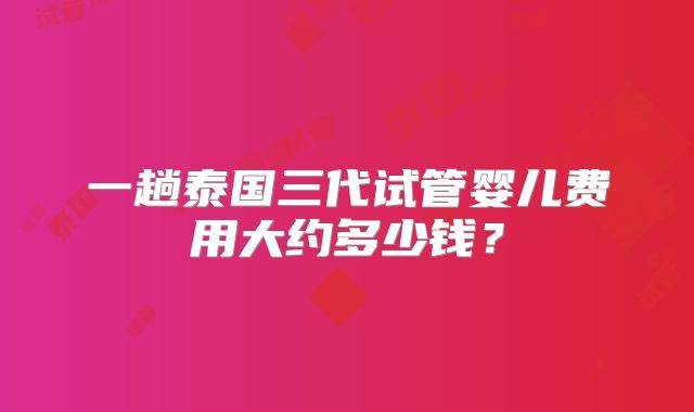 一趟泰国三代试管婴儿费用大约多少钱？
