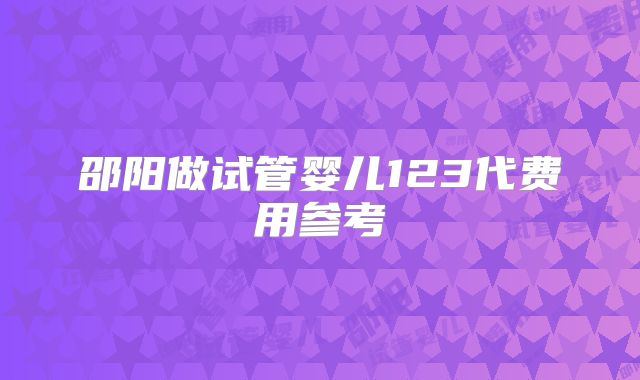 邵阳做试管婴儿123代费用参考