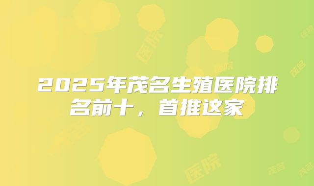 2025年茂名生殖医院排名前十，首推这家