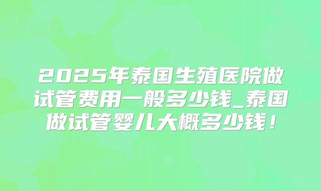 2025年泰国生殖医院做试管费用一般多少钱_泰国做试管婴儿大概多少钱!