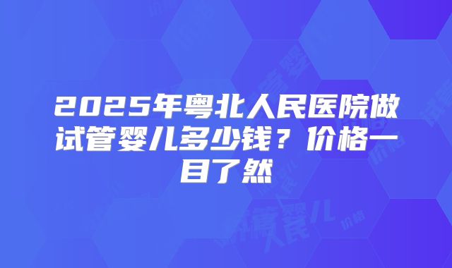 2025年粤北人民医院做试管婴儿多少钱？价格一目了然