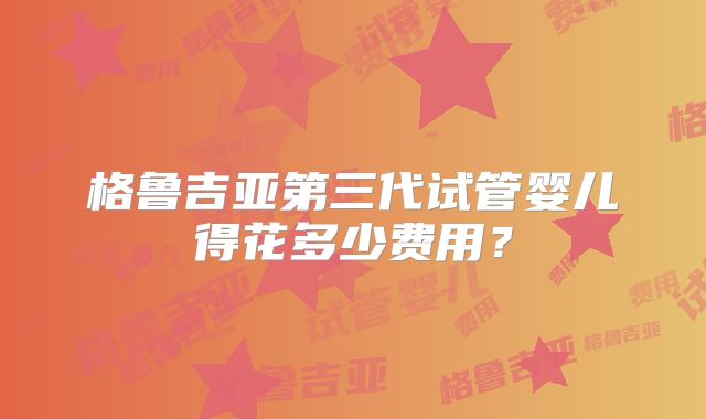 格鲁吉亚第三代试管婴儿得花多少费用？